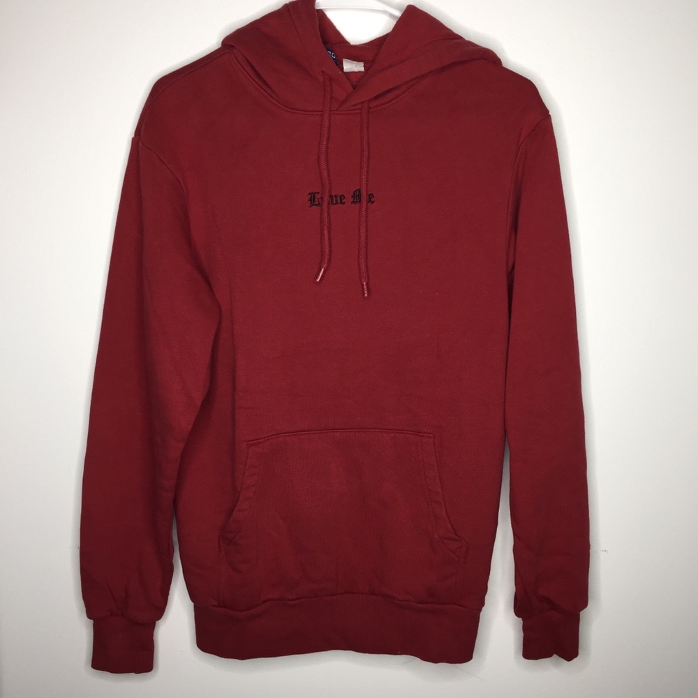 H&M Divided Red “Love Me” Hoodie XS